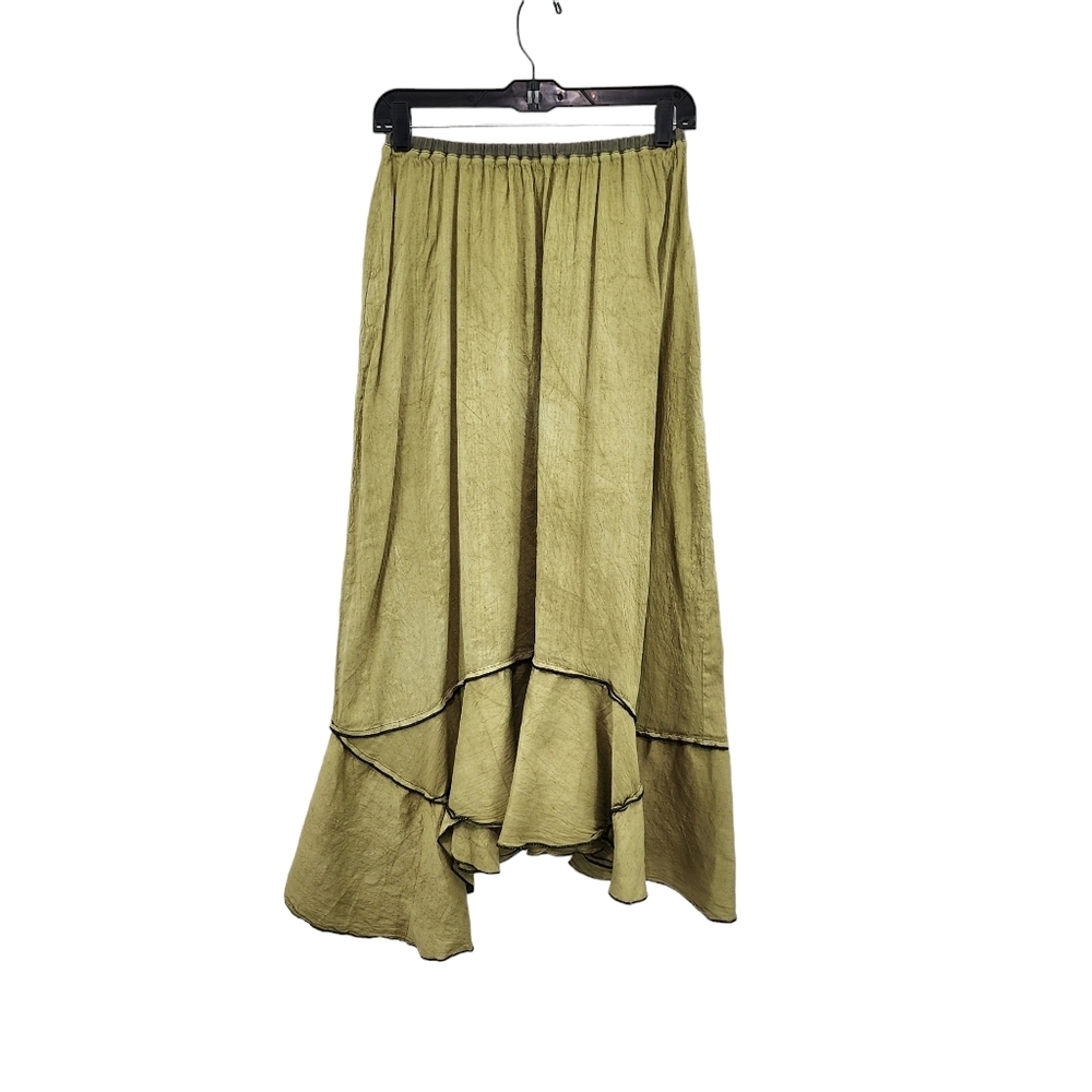 Cynthia Ashby Women's 100% Silk Asymmetrical Blade Midi Lagenlook Skirt - S